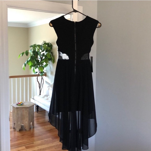 NWT Black Bebe Bodycon Dress With Sheer Train - Picture 6 of 8